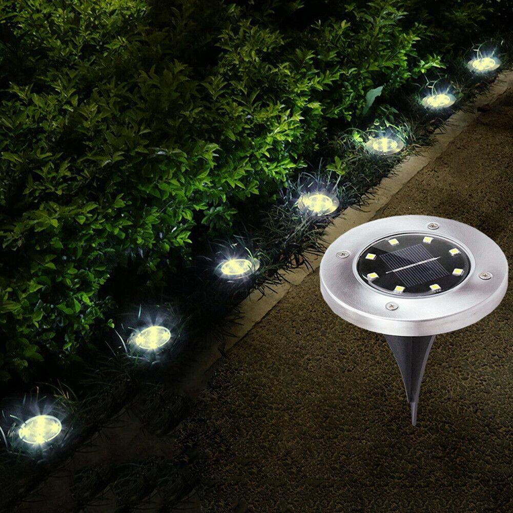 Luz enterrada de 4/8 LED alimentada por energía solar para exteriores, caminos, jardines y terrazas