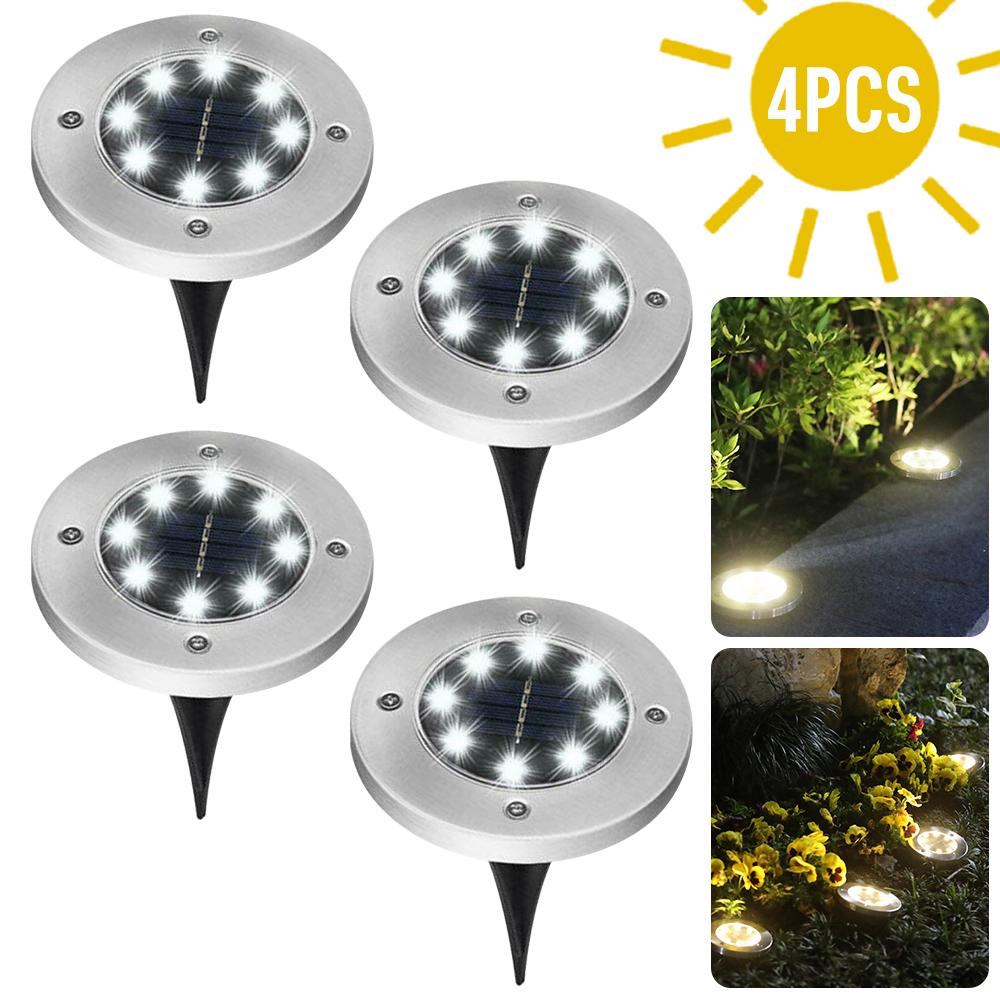 Luz enterrada de 4/8 LED alimentada por energía solar para exteriores, caminos, jardines y terrazas