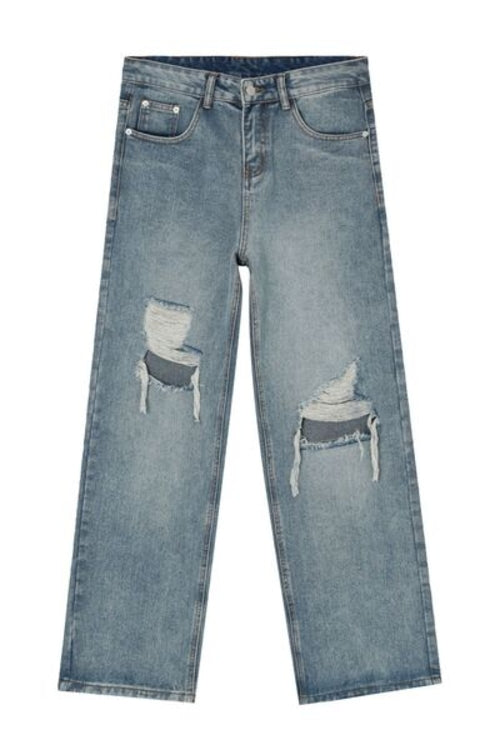 Distressed Wide Leg Jeans with Pockets