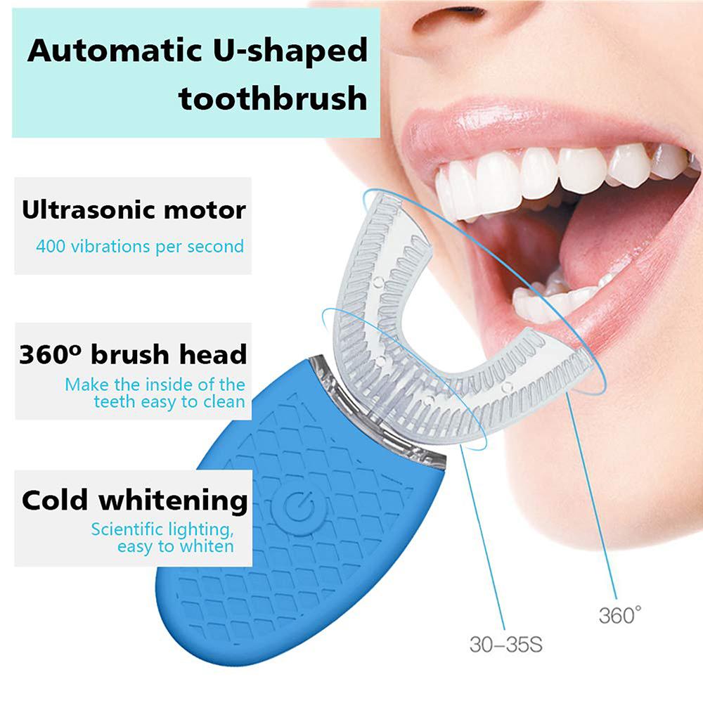 Cepillo de dientes eléctrico de silicona 360° para adultos Blanqueamiento automático inteligente