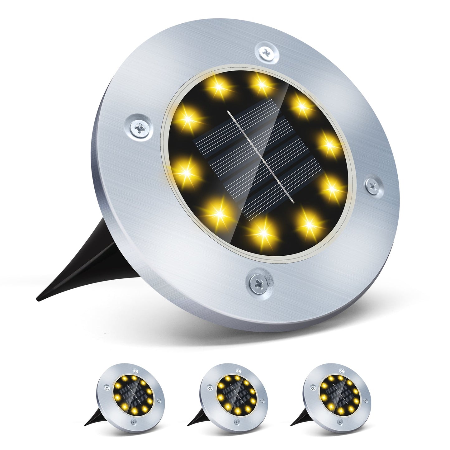 Luz enterrada de 4/8 LED alimentada por energía solar para exteriores, caminos, jardines y terrazas