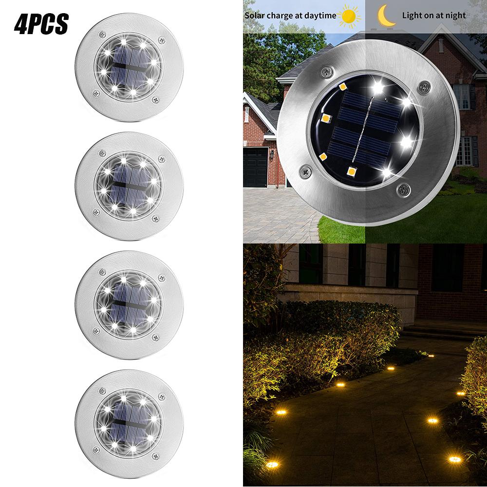 Luz enterrada de 4/8 LED alimentada por energía solar para exteriores, caminos, jardines y terrazas