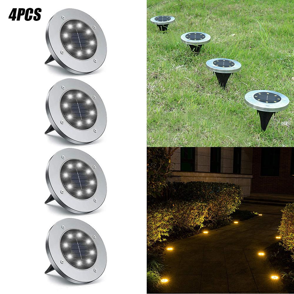 Luz enterrada de 4/8 LED alimentada por energía solar para exteriores, caminos, jardines y terrazas