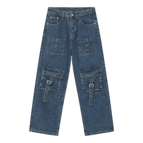 Mid Rise Men's Jeans with Cargo Pockets