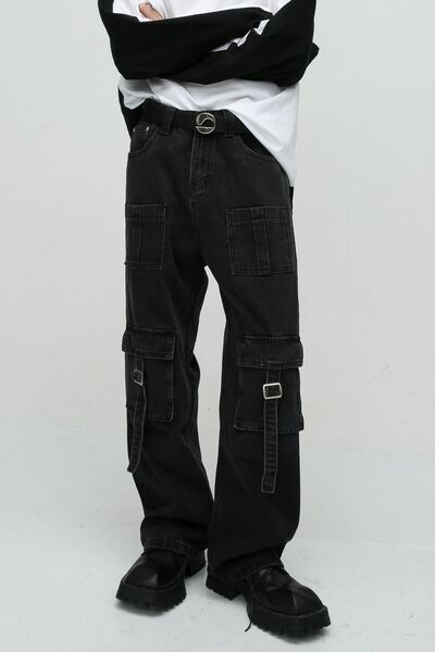 Mid Rise Men's Jeans with Cargo Pockets