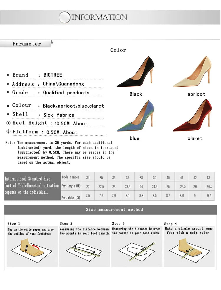 BIGTREE Shoes Fashion Women Pumps Satin Cloth Pumps Women Shoes Stiletto High Heels Wedding Shoes Women Heels Plus Size 42 43