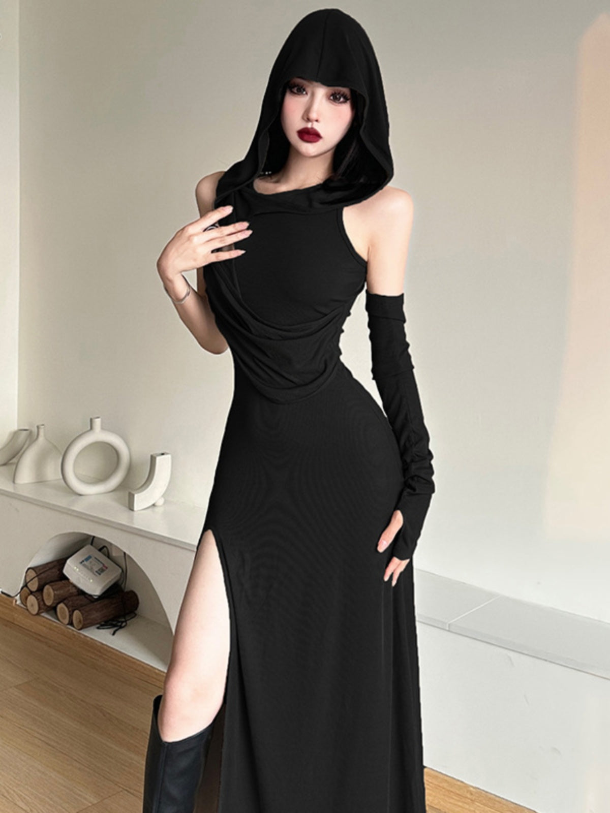 Ruched Spicy Dark Desert Silm Dress