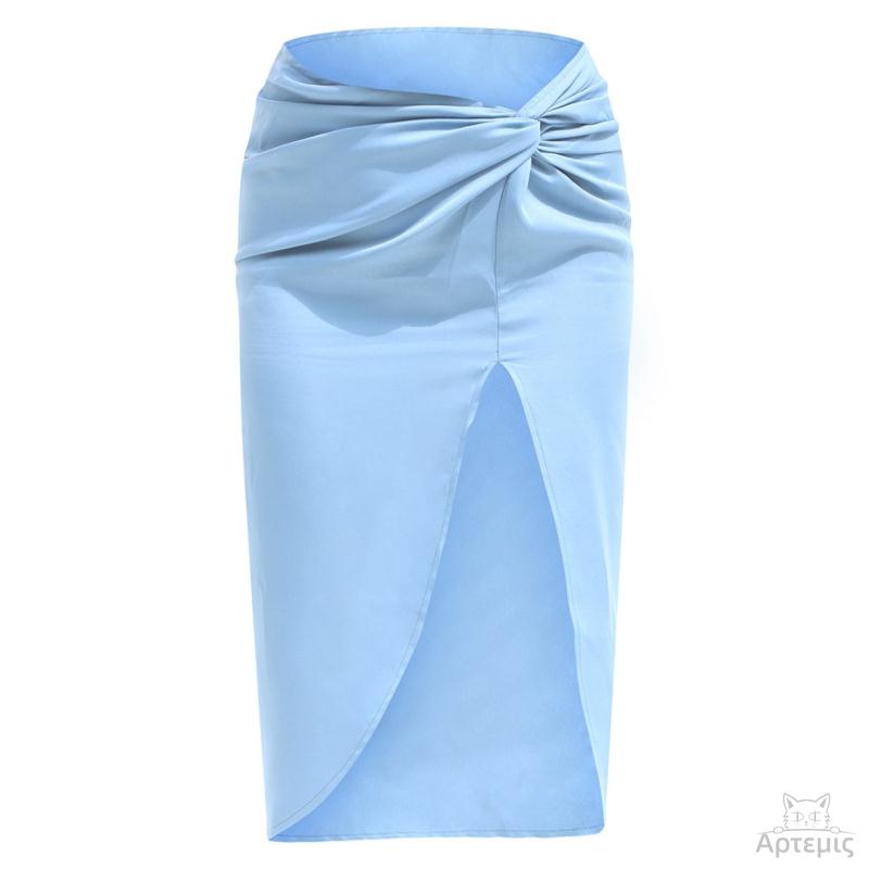 Satin Asymmetrical Satin Zip Skirt