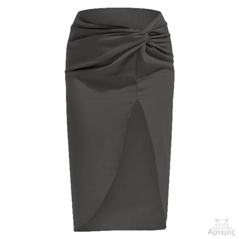 Satin Asymmetrical Satin Zip Skirt