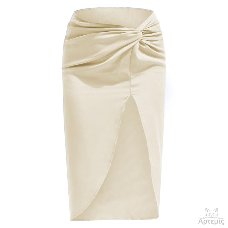 Satin Asymmetrical Satin Zip Skirt