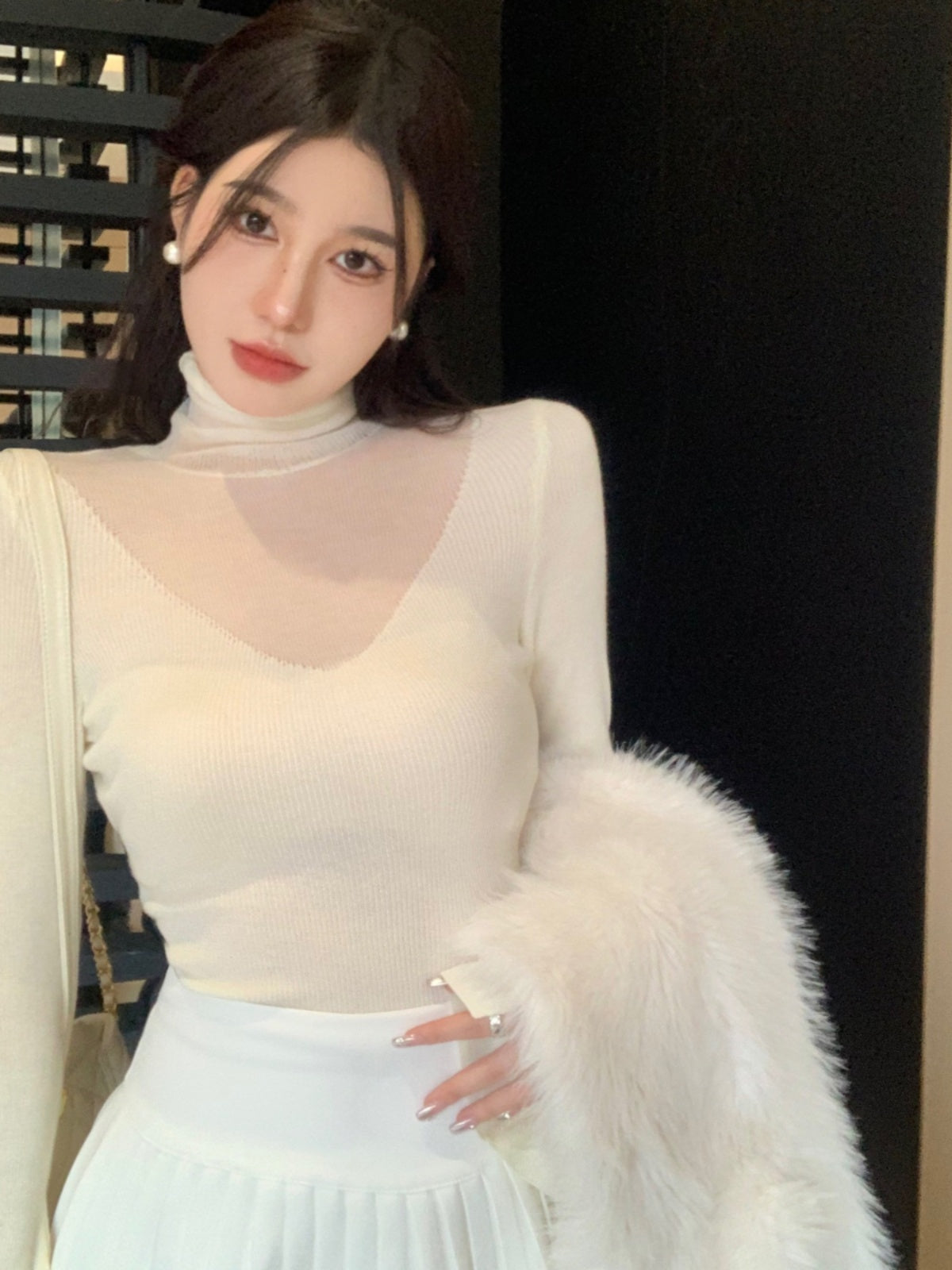 Pure Desire High Collar Early Autumn Niche Style Sweet and Spicy Slimming Sweater