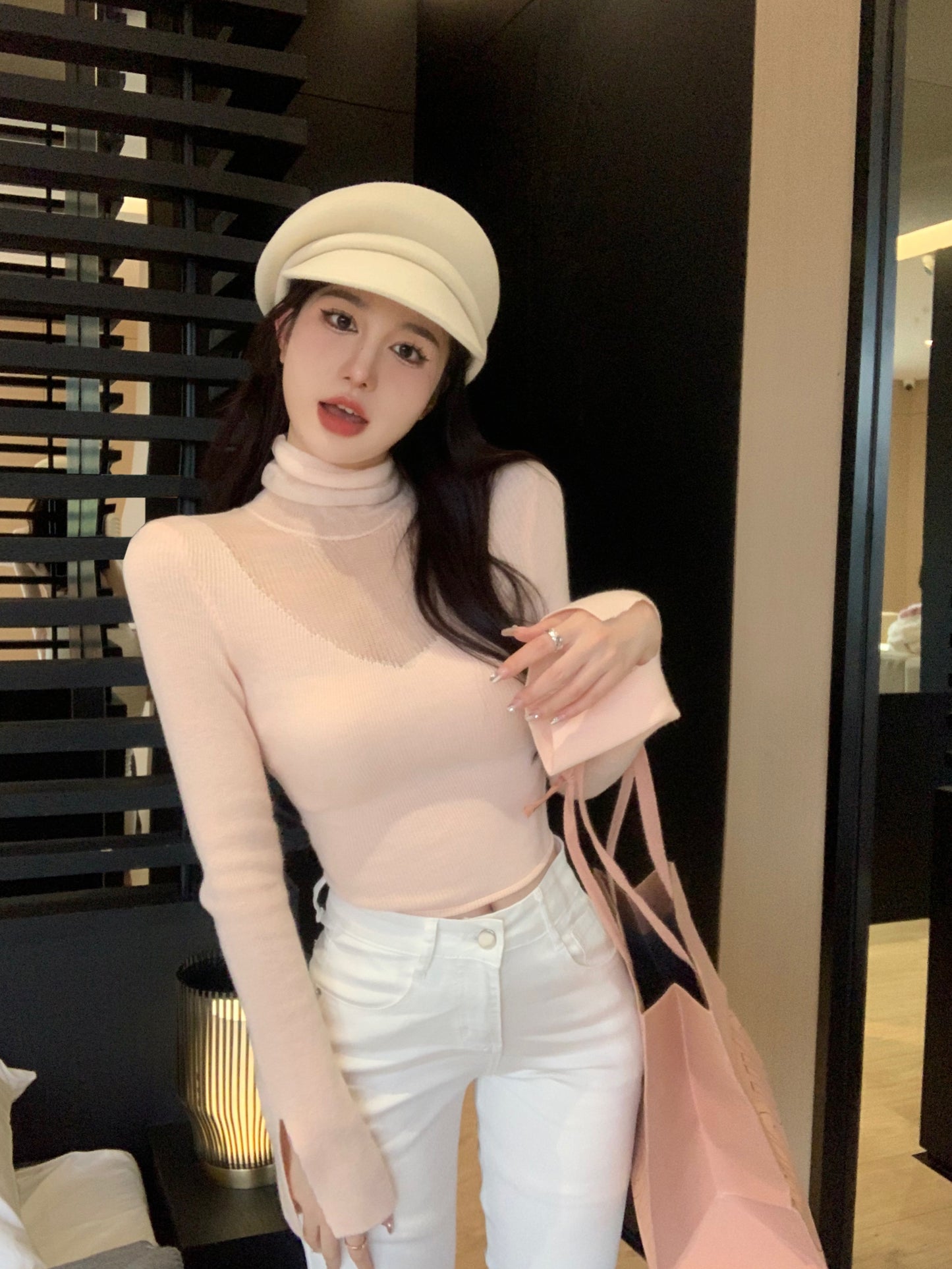 Pure Desire High Collar Early Autumn Niche Style Sweet and Spicy Slimming Sweater