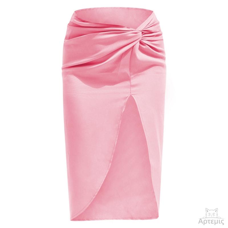 Satin Asymmetrical Satin Zip Skirt