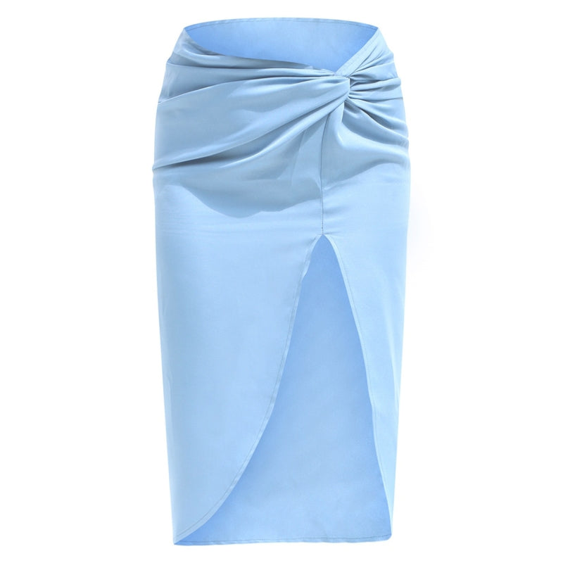 Satin Asymmetrical Satin Zip Skirt