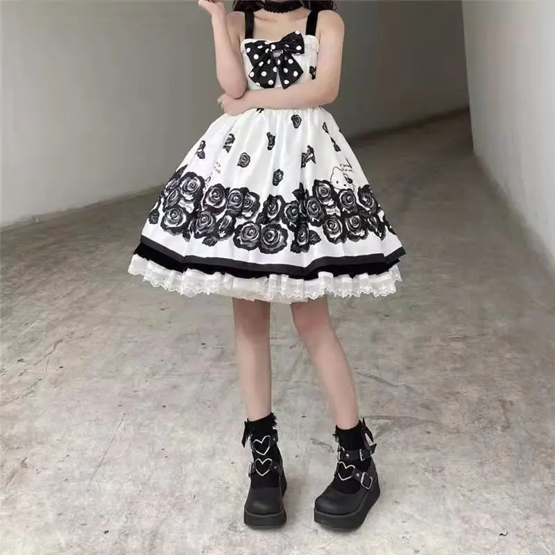 Brand Dropship Sweet Lolita Style Gothic Cosplay Black Pink Cozy Wedges Mary Jane High Heels Pumps Platform Shoes Woman 35-43