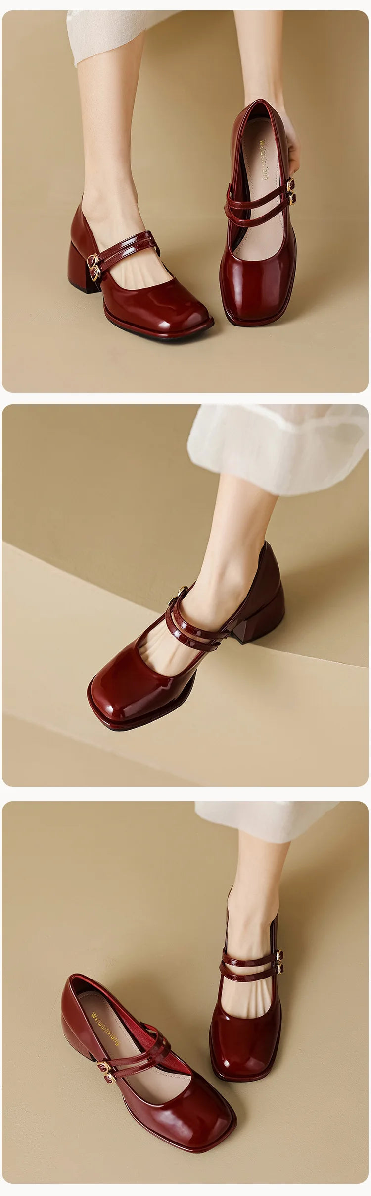 2023 spring women's shoes ladies high heels Casual Mary Janes white square toe design career and commuting Korean style 41-43