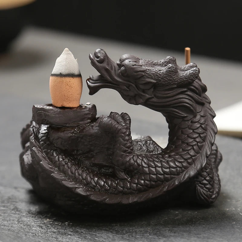 F 2023 hot Dragon Incense Burner Smoke Backflow Best Cone Censer incense Holder mini Office Desk Home Decor Teahouse Ornament