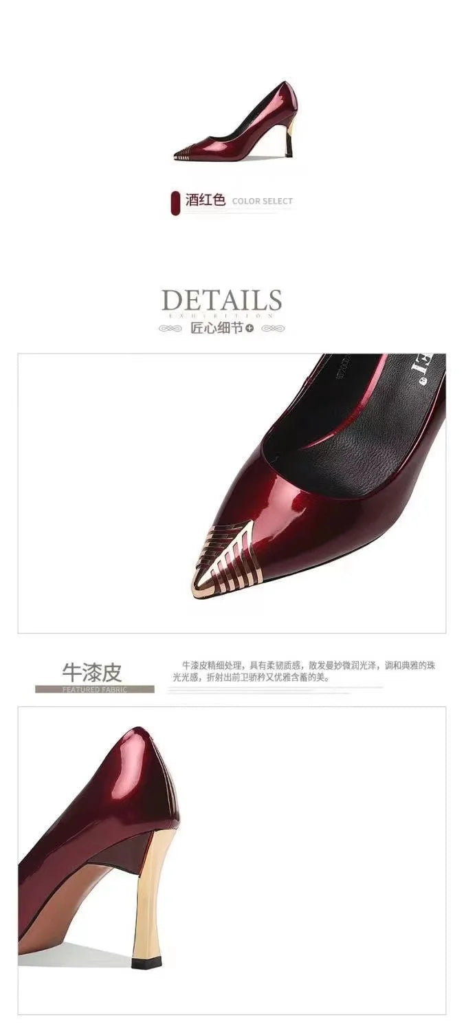 New In Red Special Head Spiral Pattern Fashion Women's Shoes Pointed Fine Heel Wedding High Heels Banquet Nightclub with Shoes