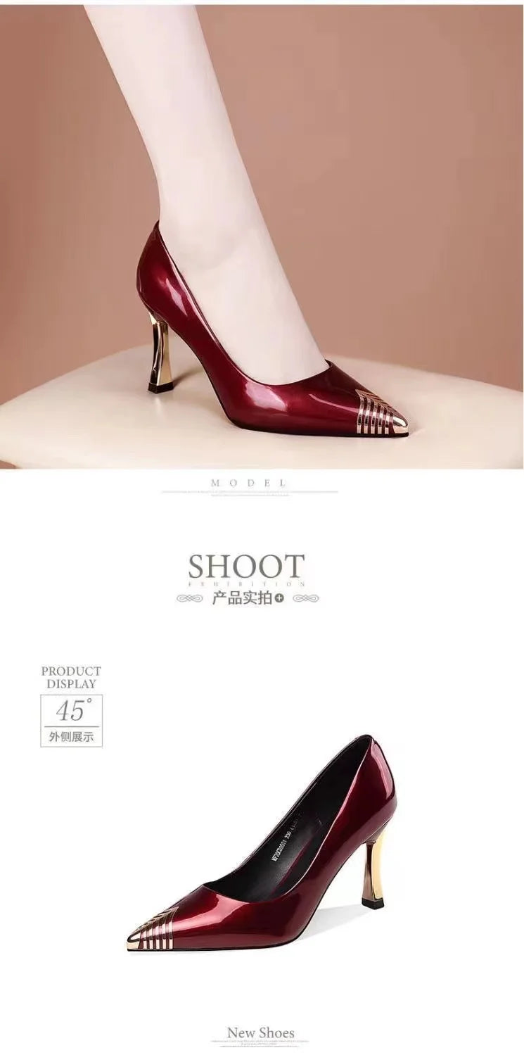 New In Red Special Head Spiral Pattern Fashion Women's Shoes Pointed Fine Heel Wedding High Heels Banquet Nightclub with Shoes