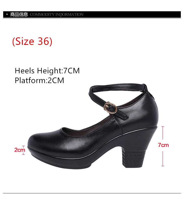 New 2022 Fashion Women Pumps With High Heels For Ladies Work Shoes Dancing Platform Pumps Women Genuine Leather Shoes Mary Janes