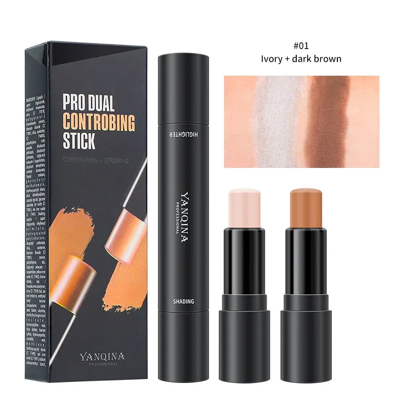 Double-headed Face Brown Bronzer Contour Stick Face Foundation Make Up Pen Smooth Contour Shadow Highlight Concealer Cosmetics