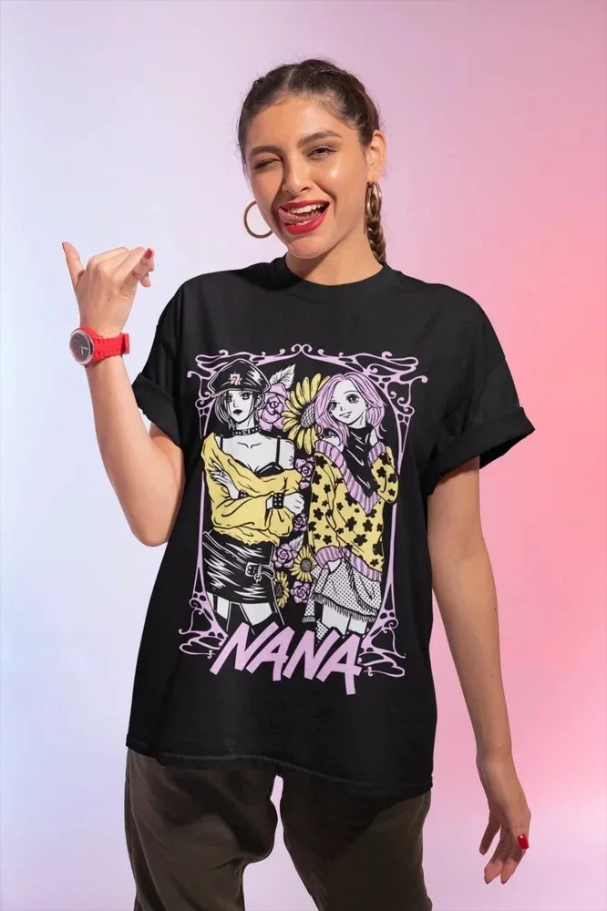 Nana Osaki Black Stones Oversized T-Shirt – Kawaii Anime Graphic Tee for Women