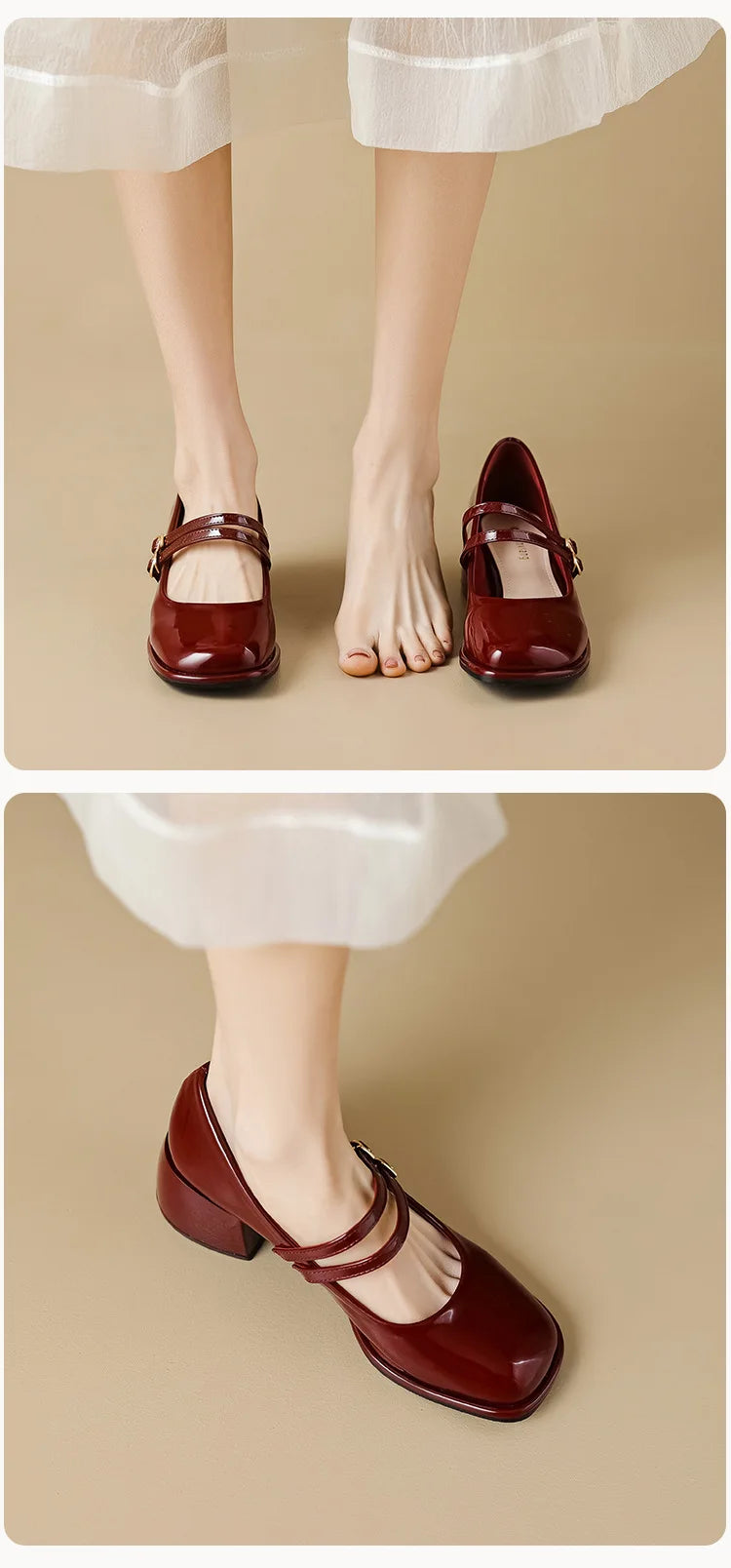 2023 spring women's shoes ladies high heels Casual Mary Janes white square toe design career and commuting Korean style 41-43