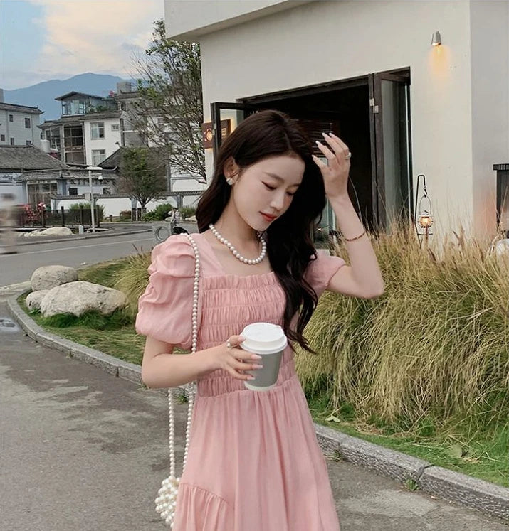 Women's Dress Mesh Cute Fairy Kawaii Long Maxi Female Dresses Clothes Sensual Sexy One Pieces Fashion Summer 2024 Outfits Hot X