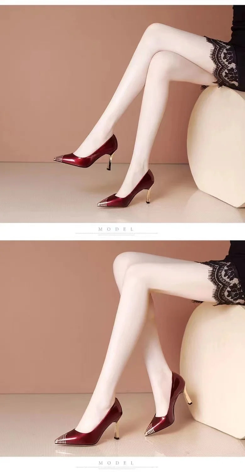 New In Red Special Head Spiral Pattern Fashion Women's Shoes Pointed Fine Heel Wedding High Heels Banquet Nightclub with Shoes