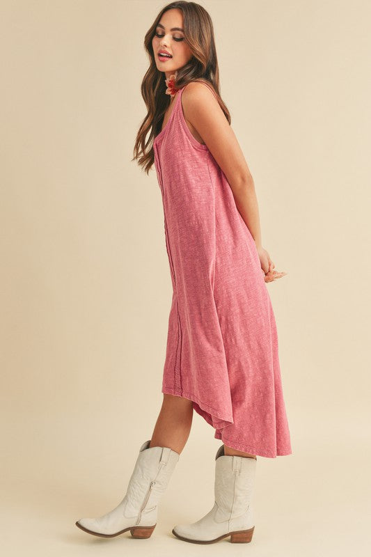 Aemi + Co High-Low Hem Scoop Neck Midi Tank Dress