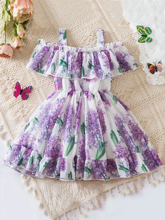 Girl's Georgette Floral Printed Frock Dress/ Princess Western Dresses